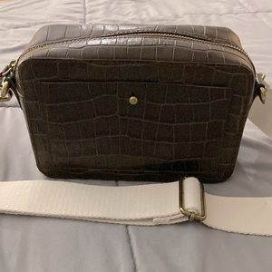 Madewell Brown Alligator Print Camera Bag